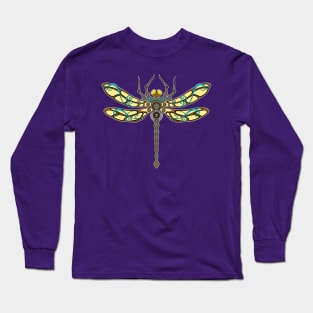 Copper Mech Dragonfly Illustration Long Sleeve T-Shirt